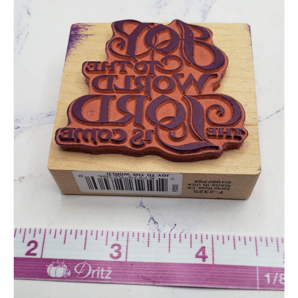 PSX Joy To the World Fancy Script F2325 Wood Mounted Rubber Stamp - Picture 6 of 7